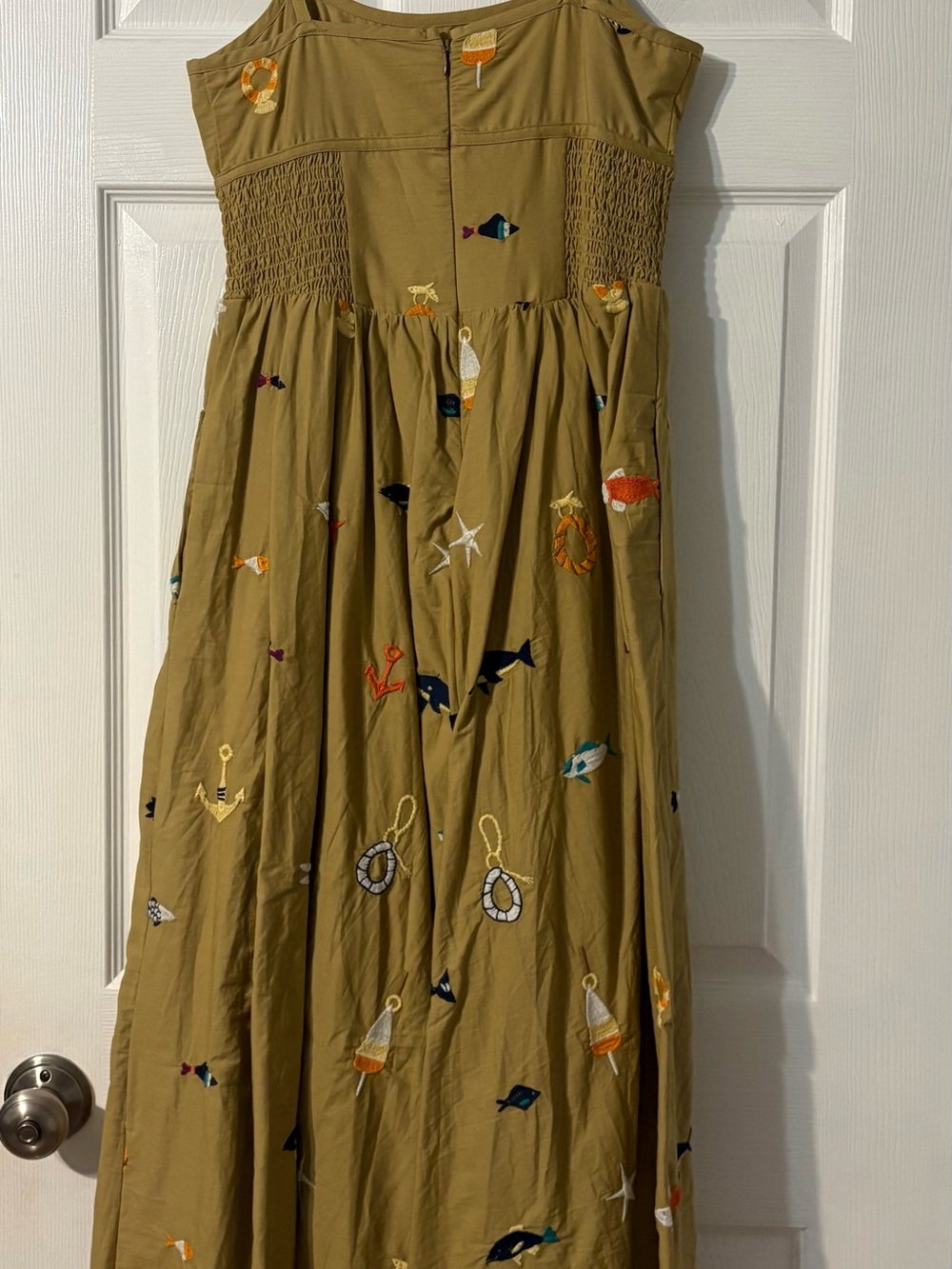 Anthropologie Maeve Sea Motives Embroidered Midi Poplin Cotton Dress - Picture 2 of 5